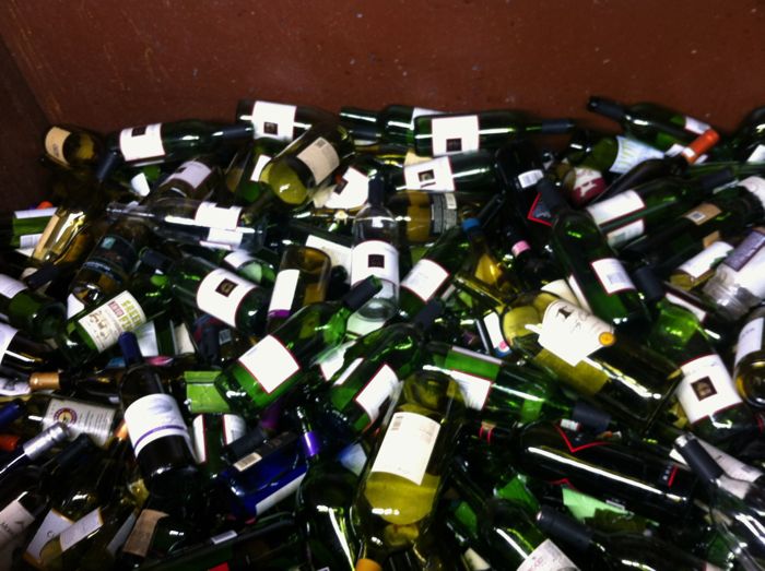 Wine bottles in recycling bin 1 Wine bottles in recycling bin 1