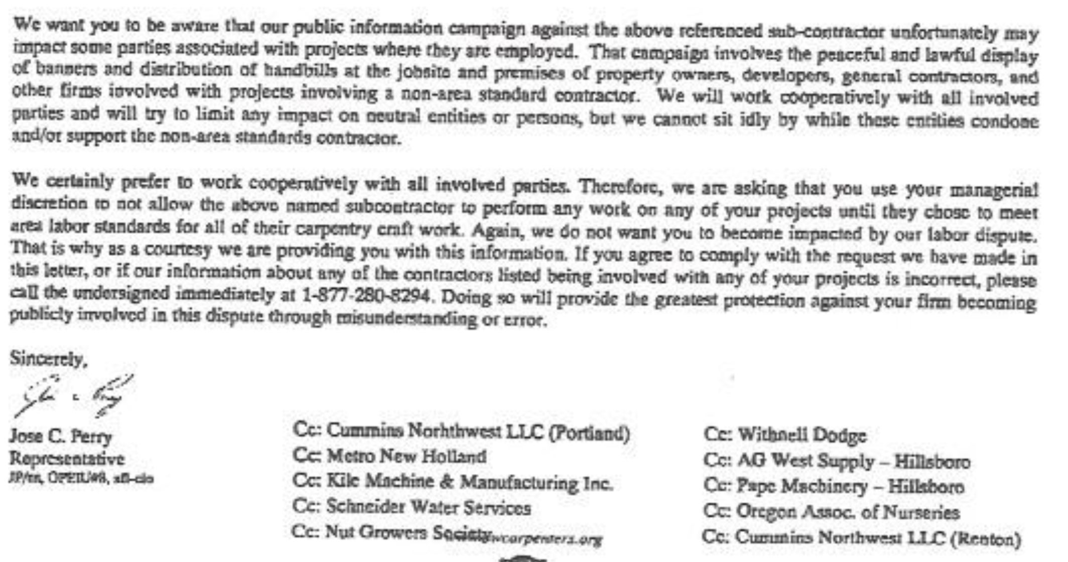 Union letter Union letter