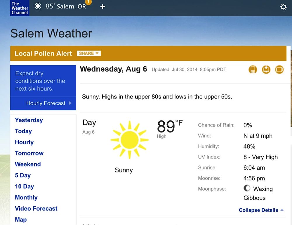 August 6 forecast August 6 forecast