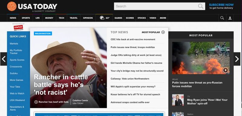 USA Today web site USA Today web site