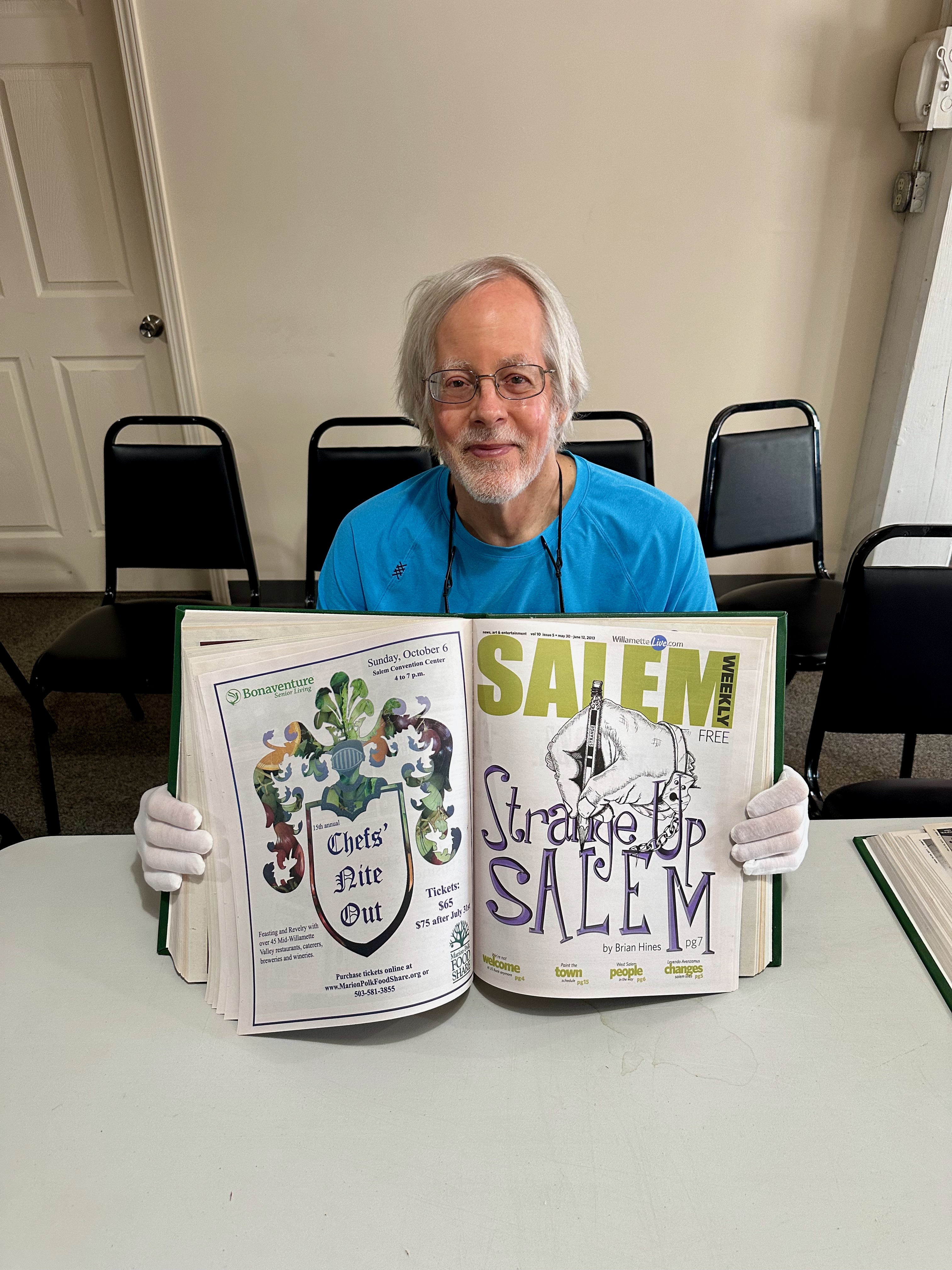 Brian Hines with Salem Weekly cover Brian Hines with Salem Weekly cover